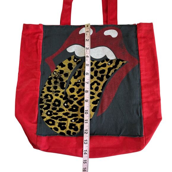 Via Penny Lane Reworked Apparel | The Rolling Stones Red Canvas Tote Bag OS - Picture 4 of 6